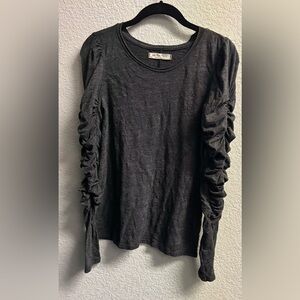 We the Free-Ruched Sleeve Gray Top
Small
